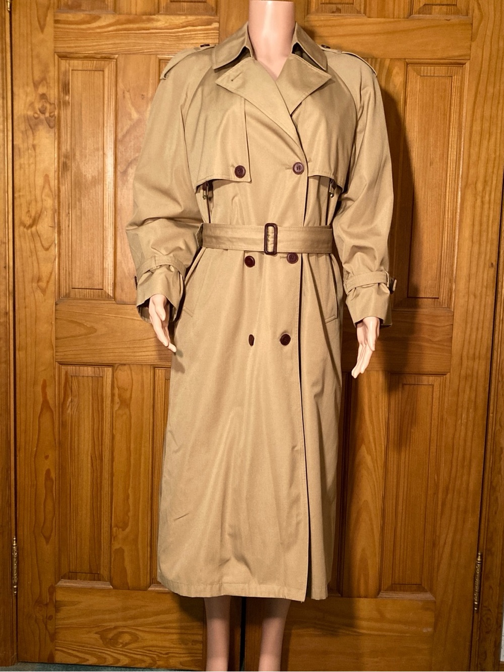 NWOT Etienne Aigner Vintage 70s Trench Coat Leather Trim Removable Lining Tan 10